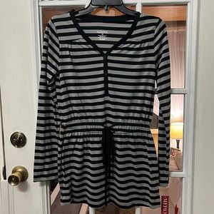 Merona striped long sleeve dress with elastic cinched waist